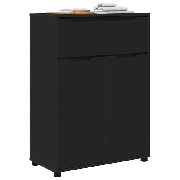 vidaXL Baderomsskap med d&oslash;r Svart 72,5 x 36,5 x 100 cm Konstruert tre