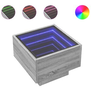 vidaXL Salongbord med Infinity LED gr&aring; sonoma 40x40x30 cm