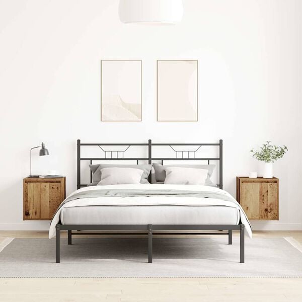 vidaXL Veggmonterte nattbord 2 stk gammelt tre 38x34x40 cm