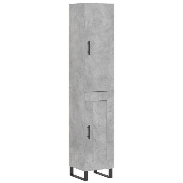 vidaXL Highboard betonggr&aring; 34,5x34x180 cm konstruert tre