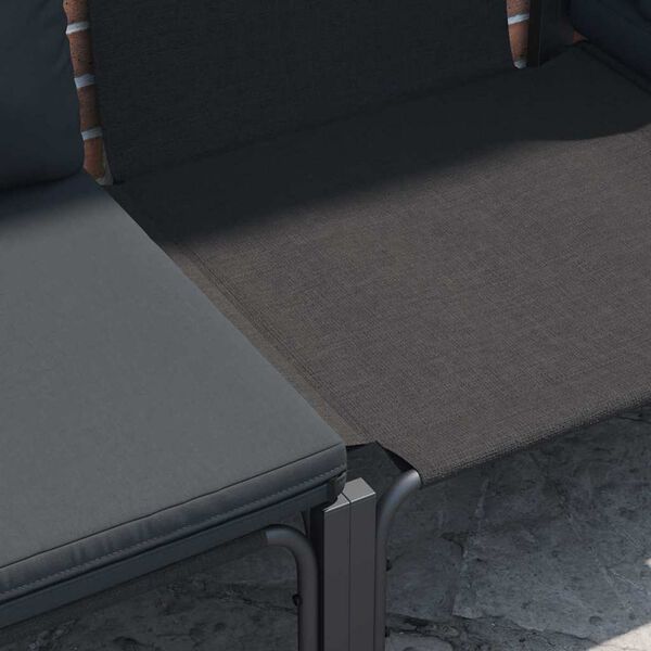 vidaXL Hagesofa Set med pute 12 pcs Svart St&aring;l