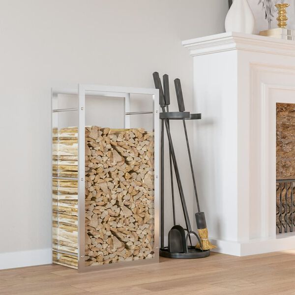 vidaXL Vedstativ 80x28x154 cm rustfritt st&aring;l