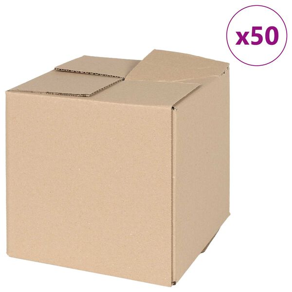 vidaXL Sammenleggbar boks 50 pcs Naturlig 20 x 20 x 20 cm Papp