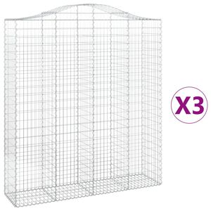 vidaXL Gabionkurver buede 3 stk 200x50x220/240 cm galvanisert jern