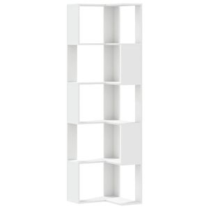vidaXL Bokhylle for hj&oslash;rne 5 etasjer hvit 50x50x179 cm konstruert tre