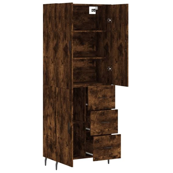 vidaXL Highboard r&oslash;kt eik 69,5x34x180 cm konstruert tre