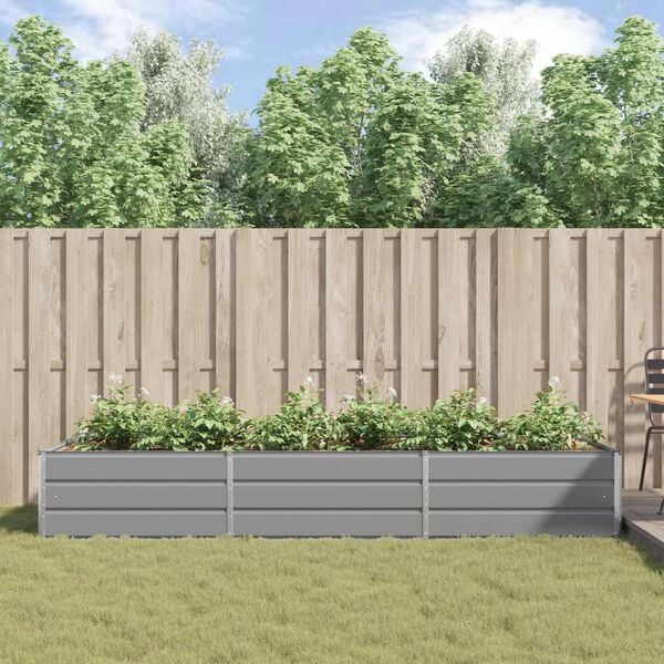 vidaXL Plantekassed Lysegr&aring; 195 x 100 x 45 cm Galvanisert St&aring;l