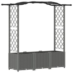 vidaXL Hevet Bed med Trellis og Tak Lysegr&aring; 164 x 40 x 138 cm PP