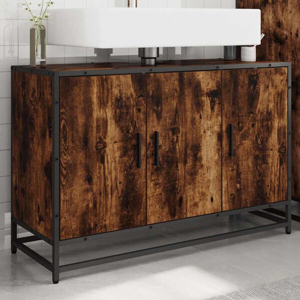 vidaXL Servantskap r&oslash;kt eik 90x33x60 cm konstruert tre