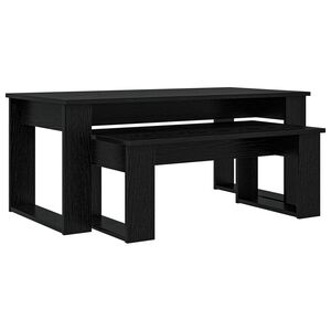 vidaXL Kaffebord Sett 2 pcs Svart Eik Konstruert tre