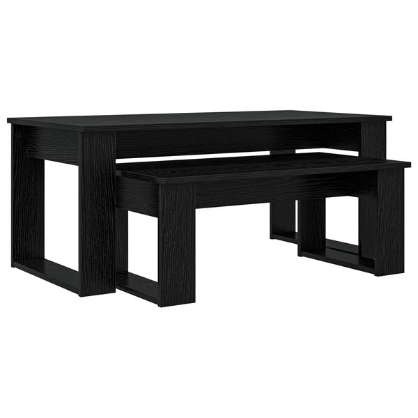 vidaXL Kaffebord Sett 2 pcs Svart Eik Konstruert tre