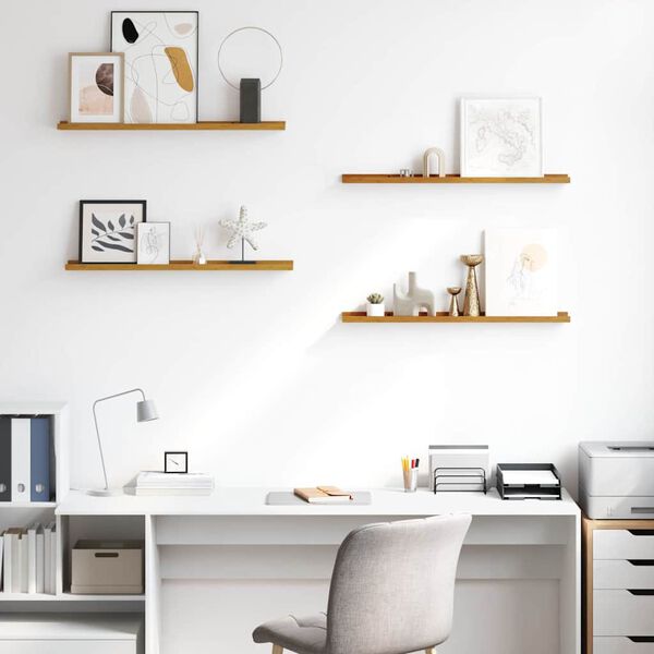 vidaXL Vegghylle med hylle 4 pcs Beige 80 x 9 x 3 cm Konstruert tre