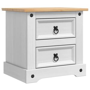 vidaXL Nattbord med skuff Corona Hvit 53 x 39 x 47 cm Massiv furu