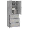 vidaXL Highboard betonggr&aring; 69,5x34x180 cm konstruert tre