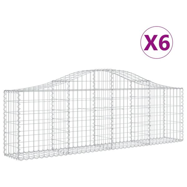 vidaXL Gabionkurver buede 6 stk 200x30x60/80 cm galvanisert jern