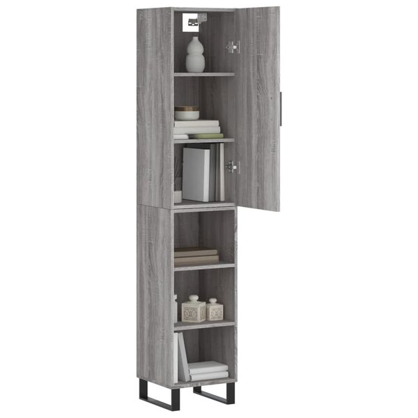 vidaXL Highboard gr&aring; sonoma 34,5x34x180 cm konstruert tre
