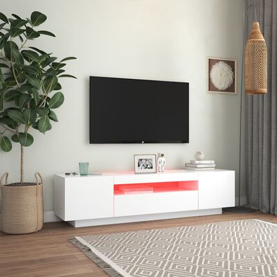 vidaXL TV-benk med LED-lys hvit 160x35x40 cm