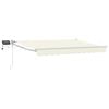 vidaXL Manuell utvidbar markise med LED-lamper Krem og hvit 3 x 2 m