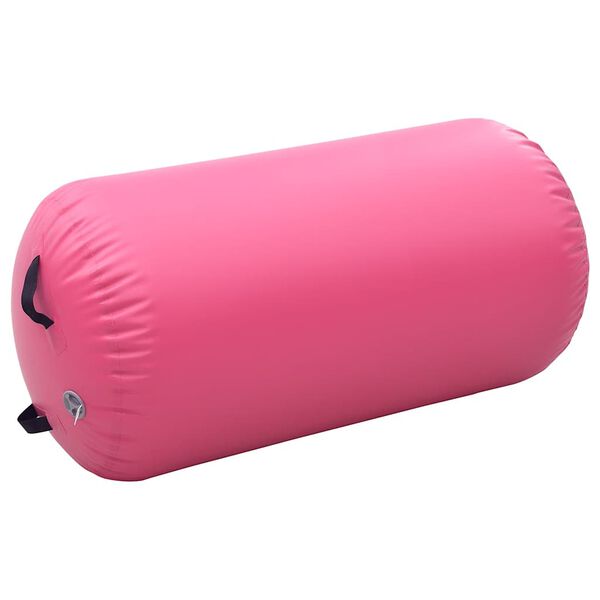 vidaXL Oppbl&aring;sbar gymnastikkrull med pumpe 120x90 cm PVC rosa