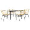 vidaXL Hagespisegruppe 5 deler brun polyrotting glass