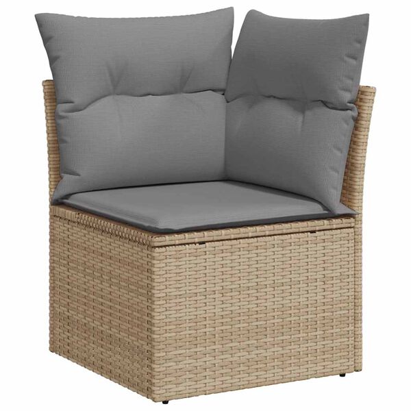 vidaXL Hagesofaer med puter 7 deler beige polyrotting akasie