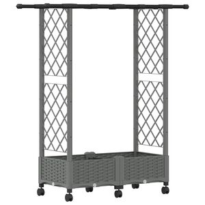vidaXL Hevet Bed med Trellis og Tak Lysegr&aring; 122,5 x 40 x 127 cm PP