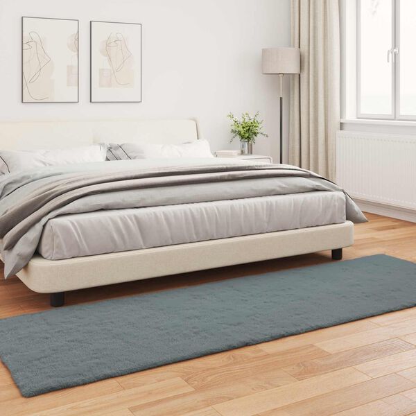 vidaXL Kunstpels Kanin Teppe Olite Antrasitt 80 x 250 cm Polyester