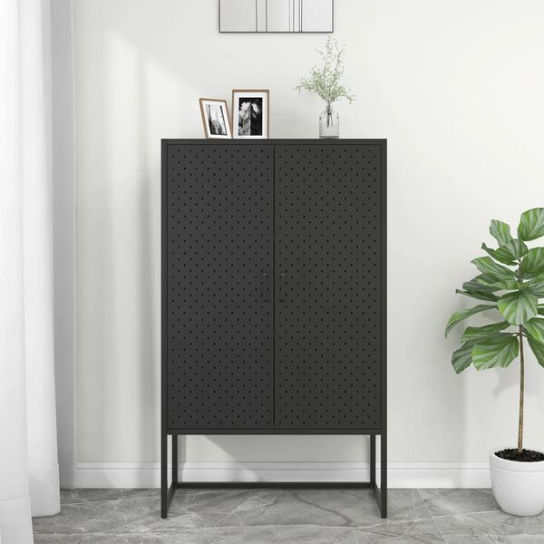 vidaXL Highboard svart 80x35x135 cm st&aring;l
