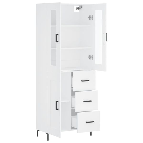 vidaXL Highboard hvit 69,5x34x180 cm konstruert tre