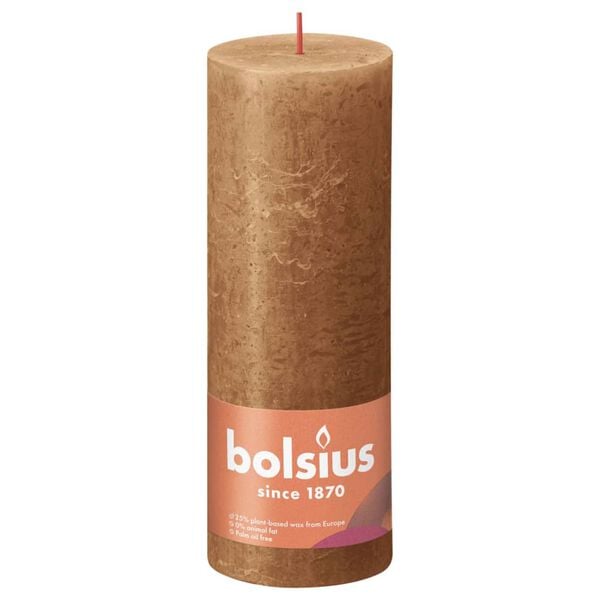 Bolsius Rustikke s&oslash;ylelys Shine 4 stk 190x68 mm krydder brun