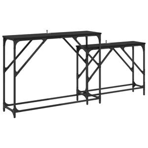 vidaXL Konsollbord 2 stk. Svart Eik 100 x 28 x 75 cm Konstruert tre