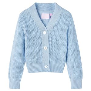 Cardigan for barn strikket blå 128