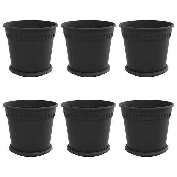 vidaXL Plantepotter 6 pcs Svart &Oslash; 19 x 16 cm Plast