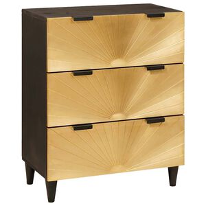 vidaXL Serviesskap Svart og Gull 60 x 33 x 75 cm Massiv mango tre