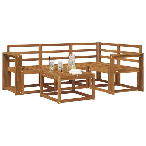 vidaXL Utend&oslash;rs sofa-sett 5 pcs Naturlig Solid akasietre