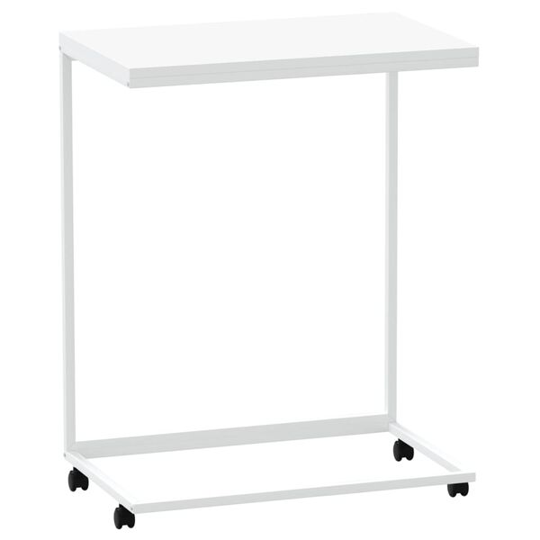 vidaXL Sidebord med hjul hvit 55x35x70 cm konstruert tre