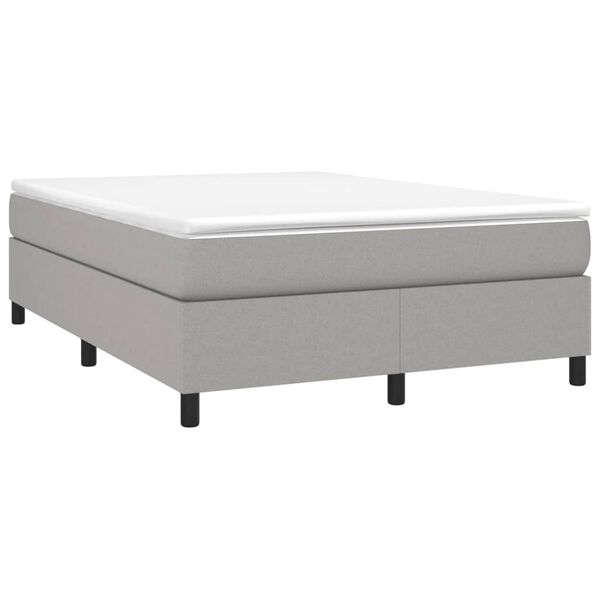 vidaXL Boxspring-sengeramme lysegr&aring; 135x190 cm Double stoff