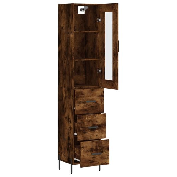 vidaXL Highboard r&oslash;kt eik 34,5x34x180 cm konstruert tre