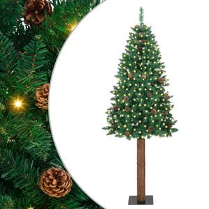 vidaXL Slim juletre gr&oslash;nn 180 cm PVC og Massivt Furu tre