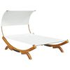 vidaXL Loungeseng med solskjerm 165x203x126 cm b&oslash;yd heltre kremhvit