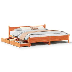 vidaXL Sengeramme uten madrass voksbrun 200x200 cm heltre furu