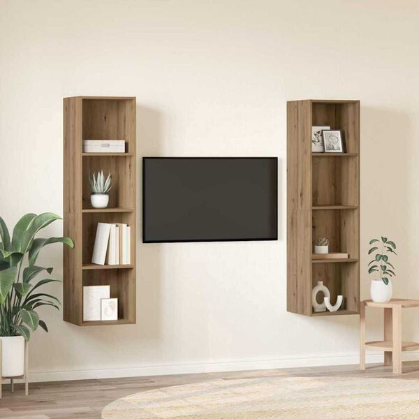 vidaXL TV-benksett 2 pcs Brun 37 x 37 x 142,5 cm Konstruert tre