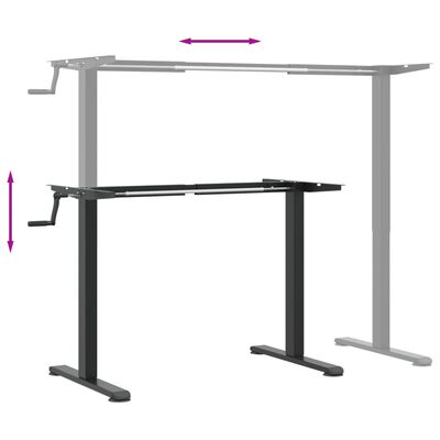 vidaXL Stående ramme for skrivebord svart (94-135)x60x(70-114) cm stål