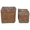 vidaXL Planterkurv med lagring 3 pcs Brun Kubu Rattan