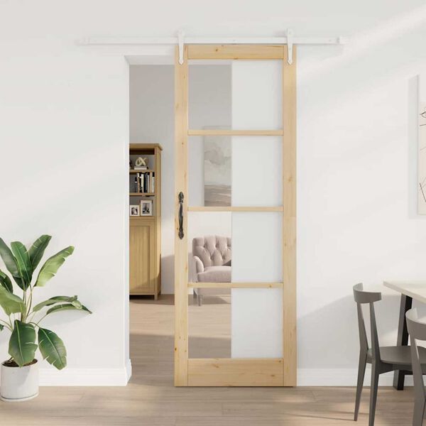 vidaXL Skyved&oslash;r Brun 83 x 232 cm Massivt furutre og glass