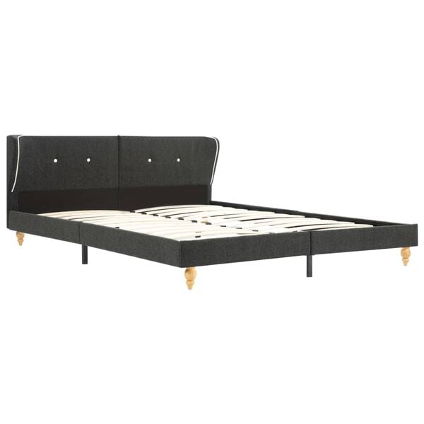 vidaXL Sengeramme mørkegrå jute 150x200 cm