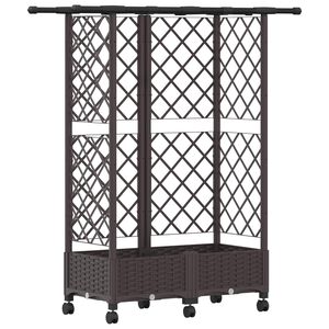 vidaXL Hevet Bed med Trellis og Tak Brun 124 x 40 x 127 cm PP