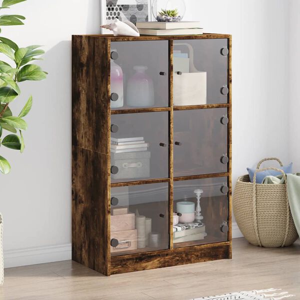 vidaXL Highboard med d&oslash;rer r&oslash;kt eik 68x37x109 cm konstruert tre