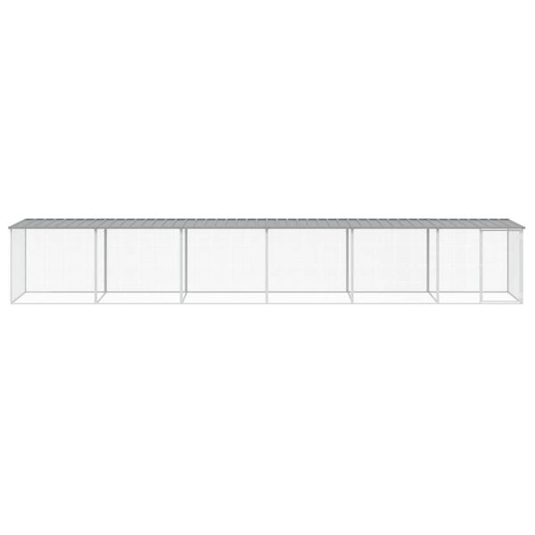 vidaXL Kyllingbur med tak lysegr&aring; 603x98x90 cm galvanisert st&aring;l