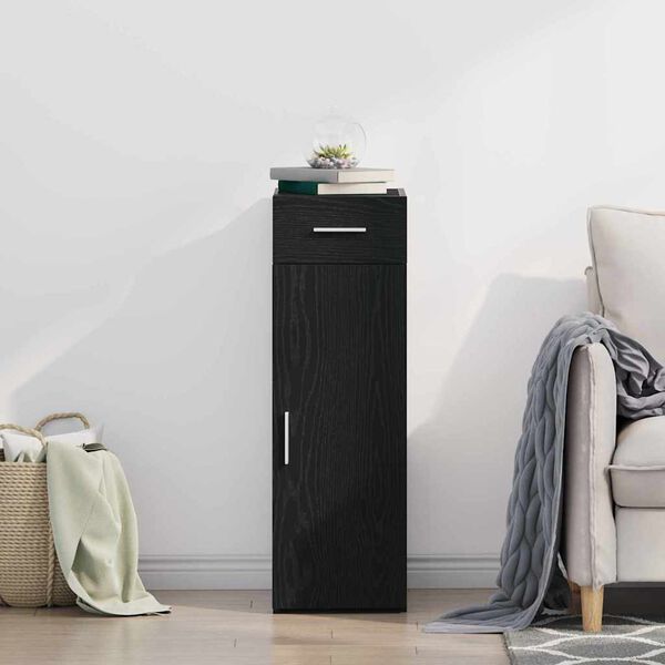 vidaXL Serviesskap med skuff Svart Eik 30 x 42,5 x 93 cm